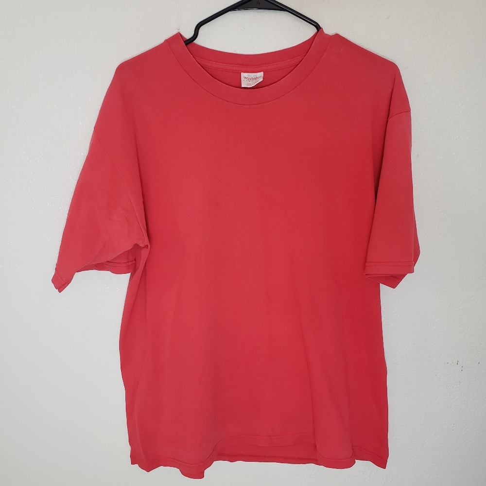 90s Vintage Windridge Mervyns Cotton Pink Blank Shirt Mens Large Made In USA